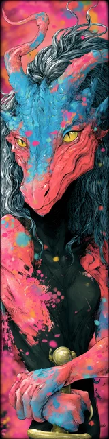 Free dragon bookmark featuring a red-faced dragon